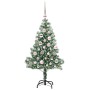 Árbol de Navidad Artificial Nevado con Luz LED Verde y 120 cm