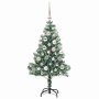 Árbol de Navidad Artificial Nevado con Luz LED Verde y 120 cm