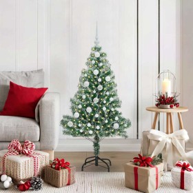 Árbol de Navidad Artificial Nevado con Luz LED Verde y 120 cm