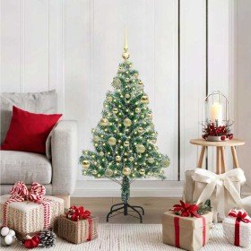 Árbol de Navidad Artificial Nevado con Luz LED Verde y 120 cm