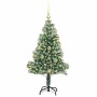 Árbol de Navidad Artificial Nevado con Luz LED Verde y 120 cm