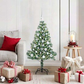 Árbol de Navidad Artificial Nevado con Luz LED Verde y 120 cm