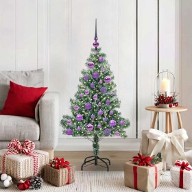 Árbol de Navidad Artificial Nevado con Luz LED Verde y 120 cm
