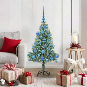 Árbol de Navidad Artificial Nevado con Luz LED Verde y 120 cm