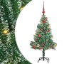 Árbol de Navidad Artificial Nevado con Luz LED Verde y 120 cm