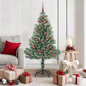 Árbol de Navidad Artificial Nevado con Luz LED Verde y 150 cm