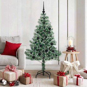 Árbol de Navidad Artificial Nevado con Luz LED Verde y 150 cm