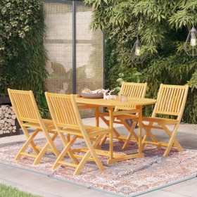 Conjunto de comedor de jardín 5 piezas madera maciza de teca