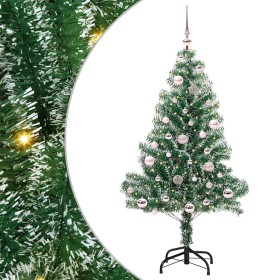 Árbol de Navidad Artificial Nevado con Luz LED Verde y 150 cm