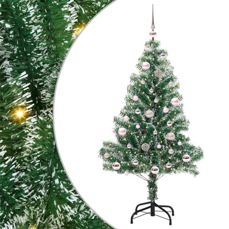 Árbol de Navidad Artificial Nevado con Luz LED Verde y 150 cm