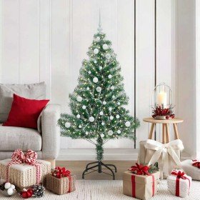 Árbol de Navidad Artificial Nevado con Luz LED Verde y 150 cm