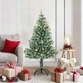 Árbol de Navidad Artificial Nevado con Luz LED Verde y 150 cm