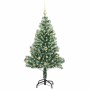 Árbol de Navidad Artificial Nevado con Luz LED Verde y 150 cm