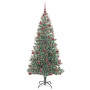 Árbol de Navidad Artificial Nevado con Luz LED Verde y 180 cm
