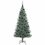 Árbol de Navidad Artificial Nevado con Luz LED Verde y 180 cm