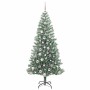 Árbol de Navidad Artificial Nevado con Luz LED Verde y 180 cm