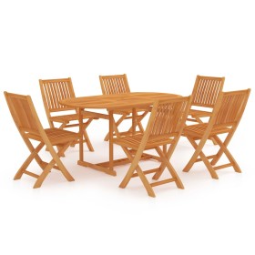Conjunto de comedor de jardín 7 piezas madera maciza de teca