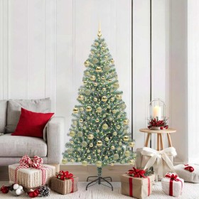 Árbol de Navidad Artificial Nevado con Luz LED Verde y 180 cm