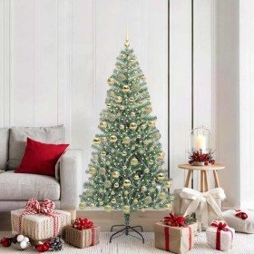Árbol de Navidad Artificial Nevado con Luz LED Verde y 180 cm