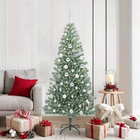 Árbol de Navidad Artificial Nevado con Luz LED Verde y 180 cm