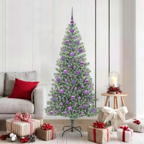 Árbol de Navidad Artificial Nevado con Luz LED Verde y 180 cm