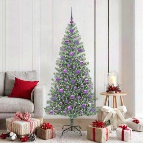 Árbol de Navidad Artificial Nevado con Luz LED Verde y 180 cm