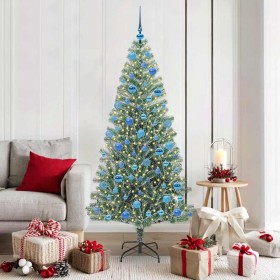 Árbol de Navidad Artificial Nevado con Luz LED Verde y 180 cm