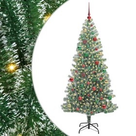 Árbol de Navidad Artificial Nevado con Luz LED Verde y 180 cm