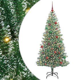 Árbol de Navidad Artificial Nevado con Luz LED Verde y 180 cm