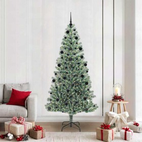 Árbol de Navidad Artificial Nevado con Luz LED Verde y 210 cm