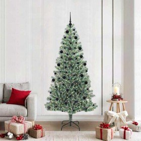 Árbol de Navidad Artificial Nevado con Luz LED Verde y 210 cm