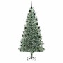 Árbol de Navidad Artificial Nevado con Luz LED Verde y 210 cm