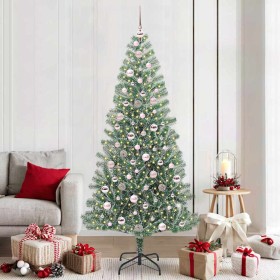 Árbol de Navidad Artificial Nevado con Luz LED Verde y 210 cm