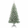 Árbol de Navidad Artificial Nevado con Luz LED Verde y 210 cm