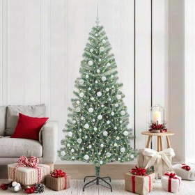 Árbol de Navidad Artificial Nevado con Luz LED Verde y 210 cm