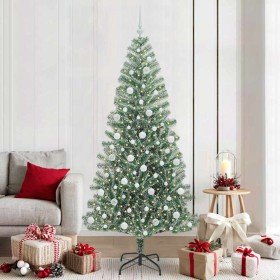 Árbol de Navidad Artificial Nevado con Luz LED Verde y 210 cm