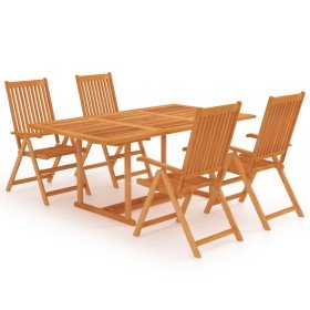 Conjunto de comedor de jardín 5 piezas madera maciza de teca Conjunto de comedor de jardín 5 piezas madera maciza de teca