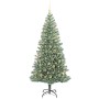 Árbol de Navidad Artificial Nevado con Luz LED Verde y 210 cm