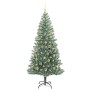 Árbol de Navidad Artificial Nevado con Luz LED Verde y 210 cm