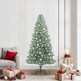 Árbol de Navidad Artificial Nevado con Luz LED Verde y 210 cm