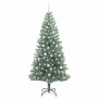 Árbol de Navidad Artificial Nevado con Luz LED Verde y 210 cm