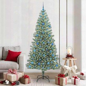 Árbol de Navidad Artificial Nevado con Luz LED Verde y 210 cm