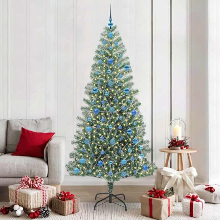 Árbol de Navidad Artificial Nevado con Luz LED Verde y 210 cm