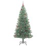 Árbol de Navidad Artificial Nevado con Luz LED Verde y 210 cm