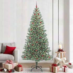 Árbol de Navidad Artificial Nevado con Luz LED Verde y 240 cm