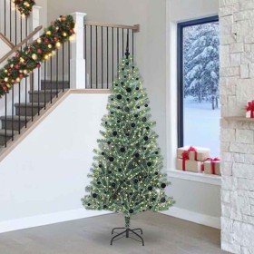 Árbol de Navidad Artificial Nevado con Luz LED Verde y 240 cm