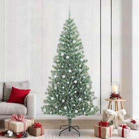 Árbol de Navidad Artificial Nevado con Luz LED Verde y 240 cm