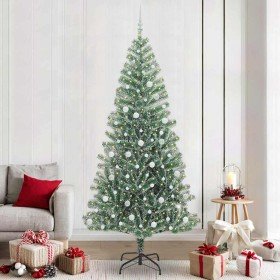 Árbol de Navidad Artificial Nevado con Luz LED Verde y 240 cm