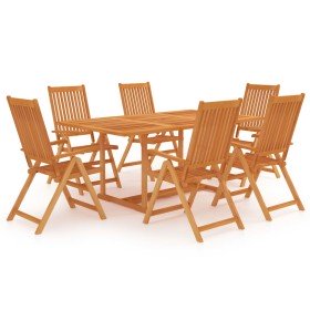 Conjunto de comedor de jardín 7 piezas madera maciza de teca