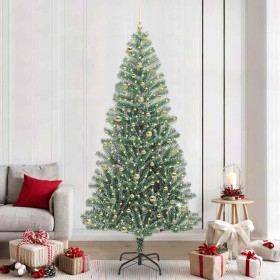 Árbol de Navidad Artificial Nevado con Luz LED Verde y 240 cm